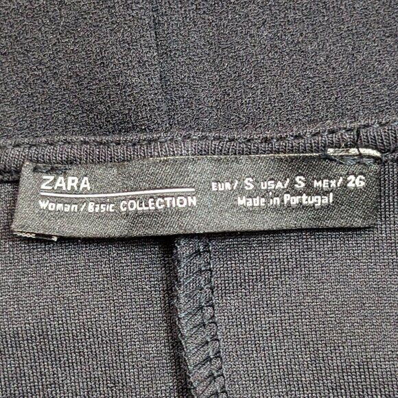 Zara Woman Basic Black Long Sleeve Embroidered Floral Shift Dress Ruffle Hem S - Picture 9 of 10